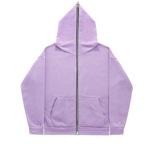 Sweat-shirt à capuche entièrement zippé 400 GSM, impression en relief, coupe classique, respirant, séchage rapide, streetwear d'hiver - Product Image 5