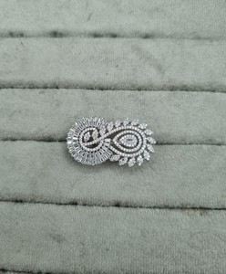 Anillo de Lujo con Circonita Cúbica, Anillo de Cóctel con Diamantes Baguette Plateados, Anillo Ajustable con Flor Paisley Grande para Mujer - Product Image 3
