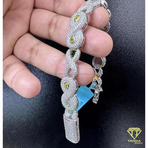 Sparkling <b>Infinity</b> Symbol Moissanite <b>Bracelet</b> With Yellow Stones And Hip Hop Bling Jewelry for men & women - Product Image 6