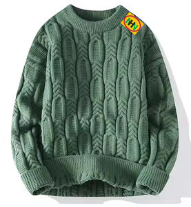 Suéter de lana/acrílico personalizado para hombre, talla grande, cuello tipo almohada, teñido liso, para invierno cálido - Product Image 6