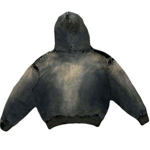 Sudadera con Capucha Estilo Cyberpunk Personalizada con Efecto Desgastado |   Tela de Algodón 100% Tejida con Lavado Ácido de Alto Gramaje |   Sudadera con cremallera de estilo punk degradado con letras para otoño - Product Image 2