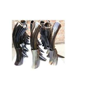 Corne à boire authentique vintage Viking en corne de buffle, tasse à bière naturelle faite à la main avec bord doré en forme de cloche, vente en gros - Product Image 6