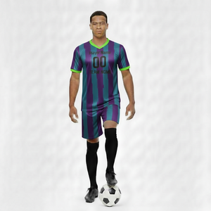 Kit d'uniforme de football personnalisé avec logo, teint en pièce, séchage rapide, protection UV, tissu respirant pour l'entraînement en équipe - Product Image 1