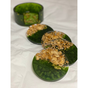 Sous-verres en résine époxy écologiques durables faits à la main Élégants sous-verres scintillants pour boissons Décoration de table moderne et élégante Artistique - Product Image 1