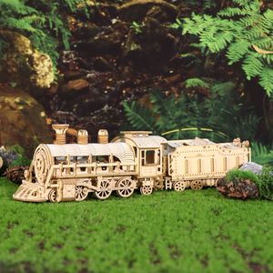 Kit Modello Treno 3D in Legno, Regalo Unico, Kit di Costruzione Meccanicamente Intricati per Compleanno e Natale, in Metallo - Product Image 1