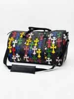 Sac de voyage de luxe en cuir à motif croisé coloré, fermeture éclair, spacieux, pour week-end, design durable, doublure en polyester