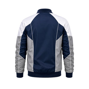 Custom <b>Men's</b> Navy Blue <b>White</b> Bomber <b>Jacket</b> Windproof Zip Up Flight <b>Jacket</b> Lightweight Polyester Casual Winter Coat OEM ODM - Product Image 3