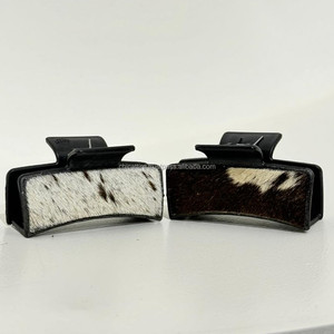 Pinzas para el pelo de piel de vaca hechas a mano, accesorios de cuero genuino personalizados, novedad - Product Image 4