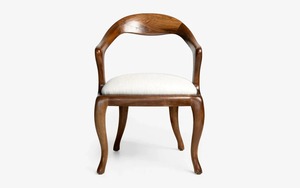 เก้าอี้ทานอาหารไม้เนื้อแข็งสุดหรู ดีไซน์โค้งมนสวยงาม เบาะหุ้มผ้า ทันสมัย คลาสสิก เฟอร์นิเจอร์ร้านอาหาร - Product Image 3