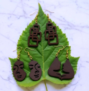 Wood Geometric <b>Drop</b> Earrings Antique <b>Bronze</b> Plated Bohemia Style Unisex Fashion Jewelry - Product Image 4