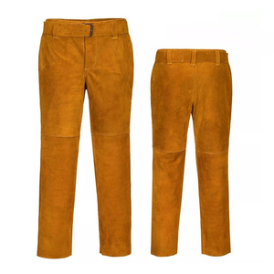 Pantalon de soudeur en cuir de vachette pleine fleur de qualité supérieure, résistant aux flammes et à l'abrasion, vêtement de travail de sécurité de classe pour la lutte contre les incendies - Product Image 1