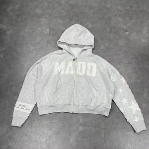 Ensemble de survêtement pour homme de haute qualité, personnalisé, avec broderie appliquée, effet délavé à l'acide, épais, comprenant un sweat à capuche et un pantalon - Product Image 6