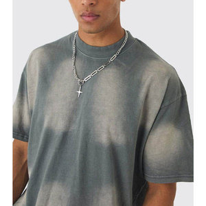 T-shirt surdimensionné tie-dye pour homme, manches courtes, col rond, tricoté, décontracté, avec motif, longueur normale - Product Image 1
