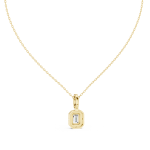 Colgante de Oro Amarillo de 14K con Esmeralda de Lujo y Diamante Cultivado en Laboratorio con Corte Redondo y Halo para Mujer, Chapado en Oro Rosa - Product Image 6