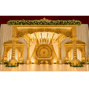 Conjunto de Mandap de Matrimonio Inspirado en el Estilo Dravidiano, Elegante Mandap Kalyana de Cuatro Lados, Diseño del Sur de la India, Decoración Real para Mandap - Product Image 1