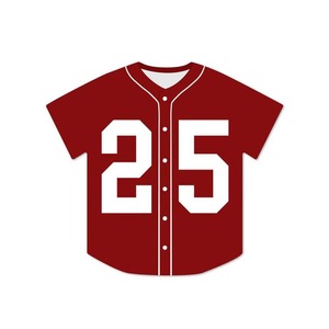 Maillot de baseball unisexe bleu marine respirant 100 % polyester, personnalisé, à manches courtes, boutonné sur le devant, numéro d'équipe 25, uniforme de gros - Product Image 4