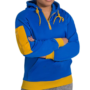 สินค้ามาใหม่ SGRho เสื้อฮู้ดครึ่งซิปสีบล็อกสำหรับผู้หญิงฤดูหนาว |   เสื้อฮู้ดแขนยาวปักตัวอักษรกรีกด้านหน้า - Product Image 1