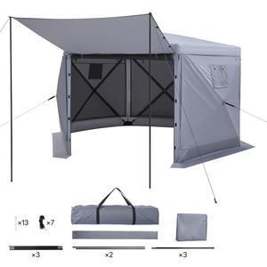 "6 Sided <b>Large</b> 12x12ft Sun Shelter Gazebo <b>Tent</b> with Removable Top & Carry Bag for Camping" - Product Image 1