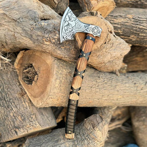 Hacha Vikinga Escandinava, Cabeza de Acero al Carbono de Grado Industrial, Mango de Madera Sólida, para Supervivencia, Decoración, Coleccionismo Cultural - Product Image 1