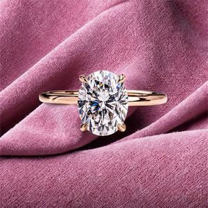 Anillo de compromiso y boda clásico de lujo, chapado en oro de 18 quilates, plata 925 de alta calidad, certificado GRA, con engaste de moissanita. - Product Image 4