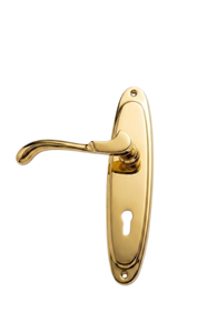 Polished Brass Finish Lever Door <b>Handle</b> Lockset for Wood Glass Aluminum Steel Doors wholesale - Product Image 1