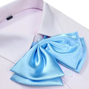 Noeud papillon pré-noué bleu clair uni avec sangle réglable, accessoire de mode en polyester - Product Image 5