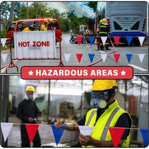 Banderas Triangulares de 105 pies, 7x10, Rojo, Azul y Blanco, 45 Piezas, Alta Visibilidad, para Señalización de Seguridad, para Piscina - Product Image 5