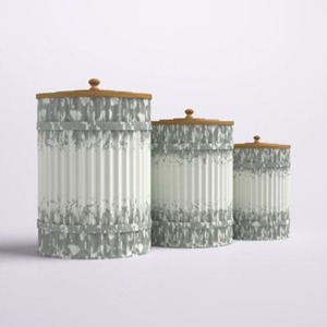 Juego de 3 piezas de recipientes galvanizados de estilo único para té, café y azúcar, diseño elegante, diferentes tamaños. - Product Image 3
