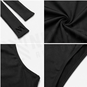 Maillot de bain une pièce noir pour femme avec découpe et bas string extensible - Product Image 4