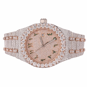 Reloj Personalizado con Moissanita, Estilo Hip Hop para Hombre, Acero Inoxidable, Chapado en Oro Blanco y Amarillo, Cristal con Diamantes, Movimiento Citizen, 3BAR - Product Image 1