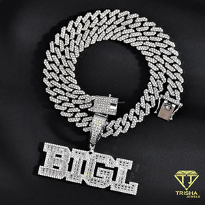 Collar con Colgante de Letra YF4L Personalizado con Diamantes de Moissanita, Estilo Iced Out, en Tono Dorado, Joyería de Moda - Product Image 6