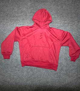 <b>Men's</b> <b>Red</b> Hooded <b>Sweatshirt</b> Regular Fit Embroidered Logo Fleece Casual Autumn Wear - Product Image 2