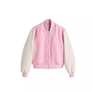 <b>Womens</b> Custom <b>Leather</b> Sleeve Letterman <b>Bomber</b> <b>Jacket</b> Wool Varsity Body Logo Patch Embroidery Baseball College Coat 2026 - Product Image 3