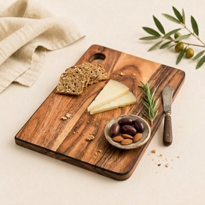 Planche à découper en bois d'acacia massif de qualité supérieure avec trou de suspension, écologique, réversible, pour cuisine et boucherie, en promotion - Product Image 5