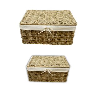 Wicker SEAGRASS <b>STORAGE</b> <b>BASKET</b> with Lid Eco-Friendly Gift Packaging <b>Basket</b> - Product Image 1