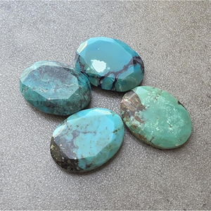 Turquoise tibétaine naturelle ovale facettée, cabochon, pierre précieuse calibrée et polie, fourniture en gros pour la fabrication de bijoux - Product Image 4