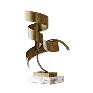 Modern Abstract Gold Helix Sculpture Elegant Spiral Ribbon Statue for Luxury Living Room <b>Decor</b> & <b>Table</b> Centerpiece - Product Image 4
