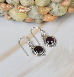 Wholesale Natural <b>Garnet</b> <b>Earrings</b> 925 Sterling Silver Handmade Round <b>Garnet</b> Drop Dangle <b>Earrings</b> Vintage Boho Fine Jewelry - Product Image 3