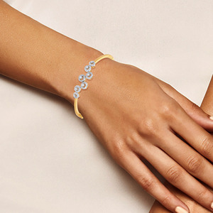 Elegant Women's Yellow Gold 14K Lab Grown Diamond Spiral <b>Bangle</b> <b>Bracelet</b> Classic Intricate Circular Design Sparkling Stones - Product Image 3