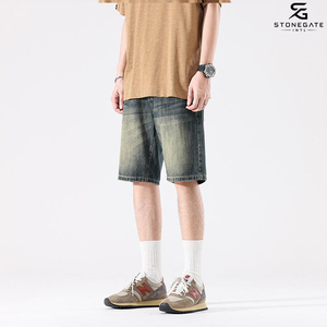 Pantalones Cortos de Mezclilla Lavada de Cintura Alta para Hombre, Bermuda de Algodón con Botones y Bolsillos, Estilo Casual de Verano 2026 - Product Image 6
