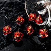 Dés de jeu de rôle Beholder's Dragon Eye DND, cœur liquide œil de chat, bords tranchants, en résine faite à la main, lot de 7, écologiques, Dungeons & Dragons, TTRPG, rose