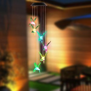 Luci Solari da Giardino a LED con Campanella a Vento a Forma di Colibrì, 6 LED Cambia Colore, Lampada Decorativa Impermeabile IP65 - Product Image 2