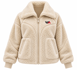 Chaqueta de Forro Polar Sherpa para Mujer, de Moda, con Logotipo Personalizado, Cuello Camisero, Abrigo Grueso de Forro Polar, Color Crema, Estilo Teddy, OEM - Product Image 4
