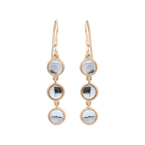 Boucles d'oreilles pendantes en argent sterling 925 massif avec zircon cubique blanc rond à trois niveaux, serties en clos, bijoux fins Memoria Jewels, vente en gros - Product Image 3