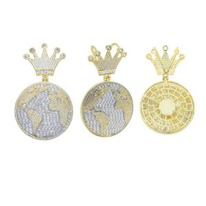 Couronne et pendentif globe en or et argent de qualité supérieure avec diamants, pour la scène ou les festivals de musique, disponibles pour la vente en gros - Product Image 4
