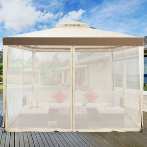 Gazebo in Acciaio 3x3 Metri con Rete e Tetto Impermeabile a Doppio Livello - Product Image 4