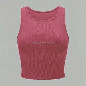 Nardon Apparel – Nouveaux débardeurs courts décontractés pour femmes, tricotés respirants à col licou, fabrication sur mesure en gros - Product Image 4