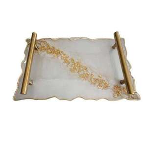 Bandeja de Resina Epoxi Blanca, Artesanía de Resina con Diseño Brillante, Diseño Moderno - Product Image 2