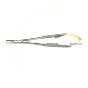 Porte-aiguille à ressort Jacobsen Castroviejo 4,75 pouces (15 cm) avec embouts STR verrouillables, manches en acier inoxydable doré - Product Image 1