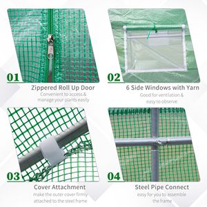 Serra a tunnel portatile verde intenso da 3,5 m x 3 m x 2 m con finestre per giardini e ambienti interni - Product Image 5